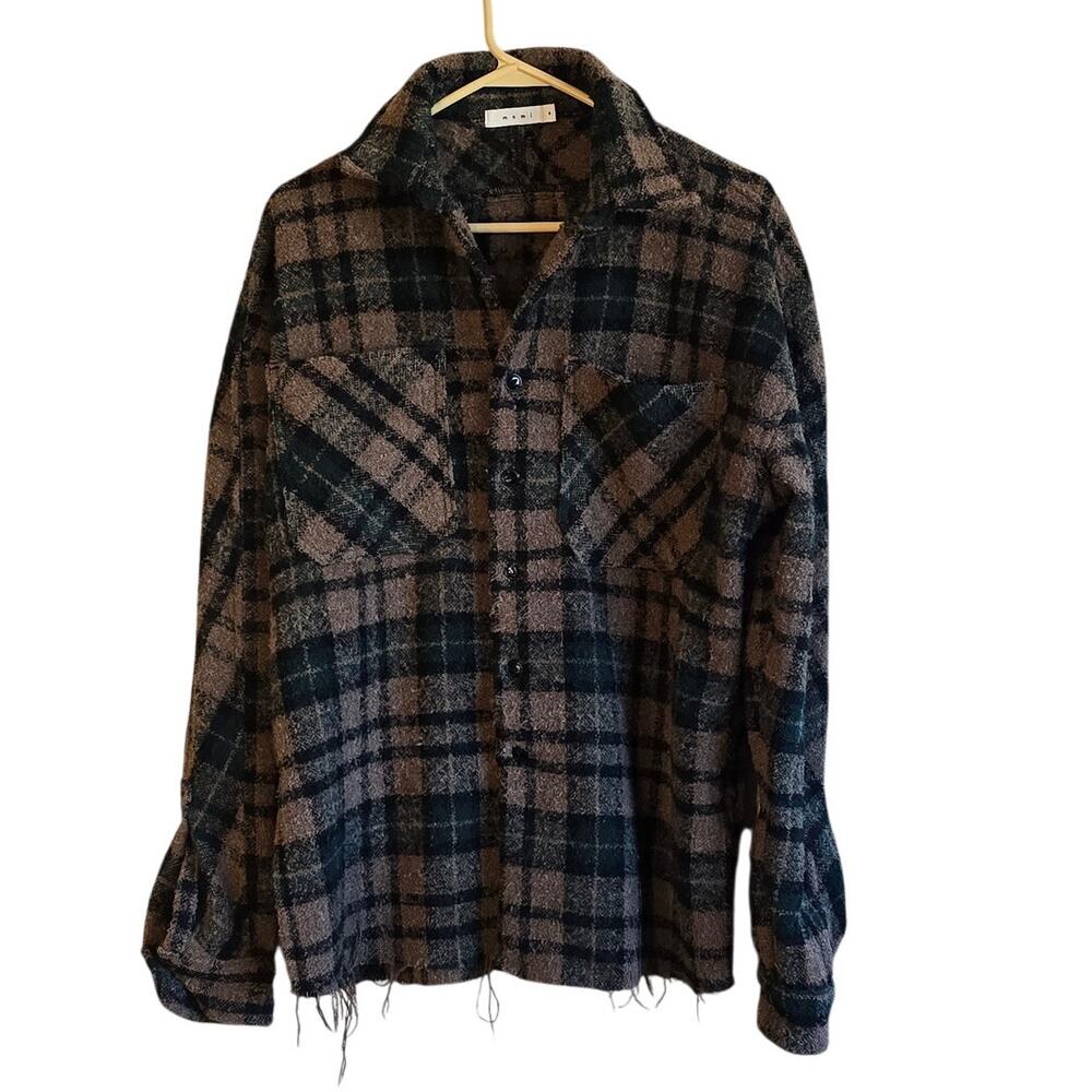MNML mens oversize plaid warm loose knit jacket size small